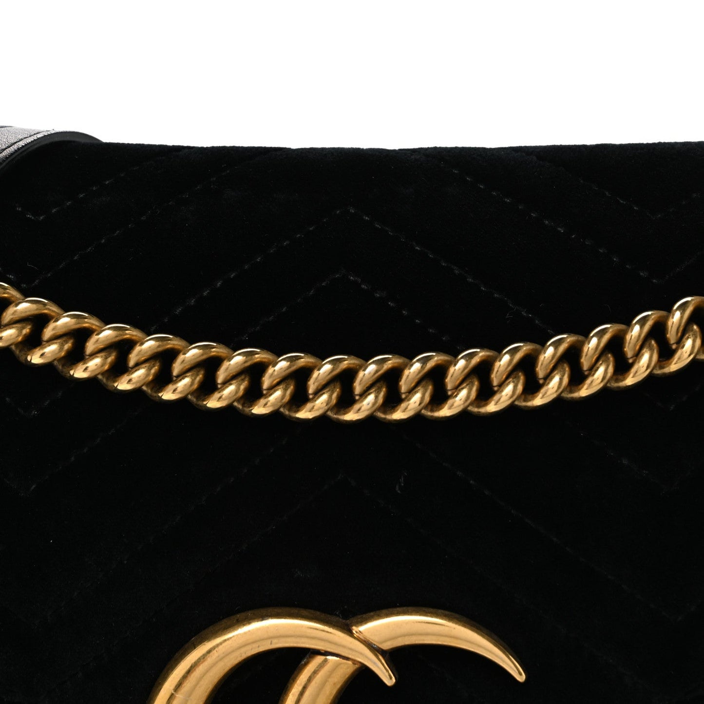Velvet Matelasse Medium GG Marmont Shoulder Bag Black