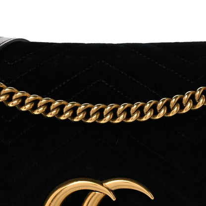Velvet Matelasse Medium GG Marmont Shoulder Bag Black
