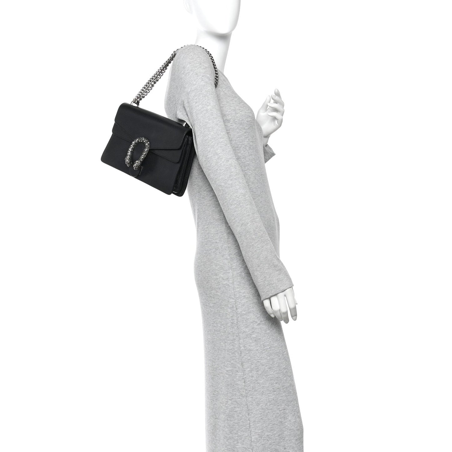 Pebbled Calfskin Small Dionysus Shoulder Bag Black