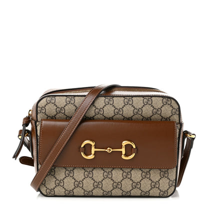 GG Supreme Monogram Small Horsebit 1955 Shoulder Bag Beige Brown Sugar