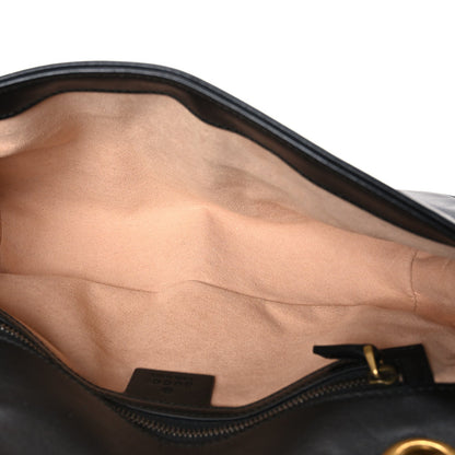 Calfskin Matelasse Small GG Marmont Shoulder Bag Black