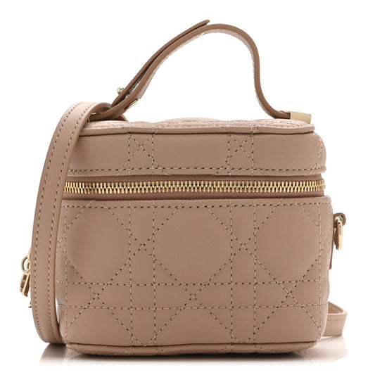 Lambskin Cannage Micro Lady Dior Vanity Case Rose Des Vents