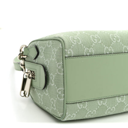 Denim GG Monogram Calfskin Mini Ophidia Top Handle Bag Pale Green