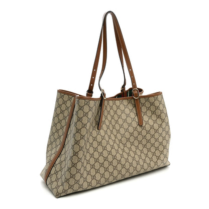 GG Supreme Monogram Emblem Maxi Tote Bag Beige Dark Brown