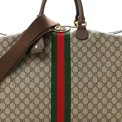 GG Supreme Monogram Textured Dollar Calfskin Web Large Savoy Duffle Bag  Beige Ebony New Acero
