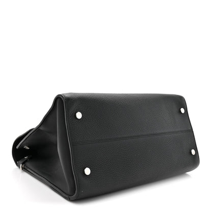Grained Calfskin Large Diorever Flap Black