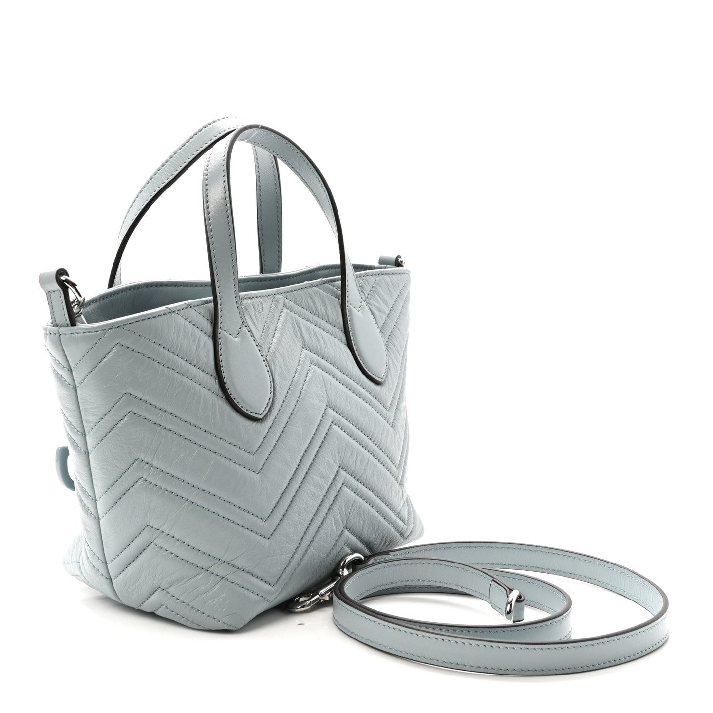 Nappa Chevron Matelasse Small GG Marmont Tote Bag Icy Blue