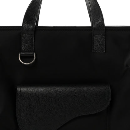 X SACAI Nylon Grained Calfskin Saddle Tote Black