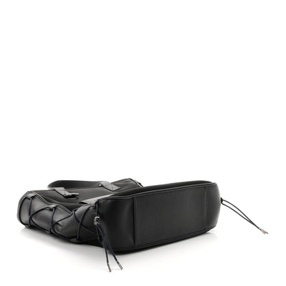 X SACAI Nylon Grained Calfskin Saddle Tote Black