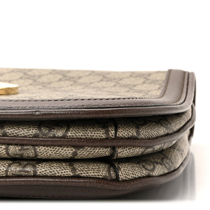 GG Supreme Monogram Textured Dollar Calfskin Web Medium Blondie Top Handle Shoulder Flap Bag Beige Ebony New Acero