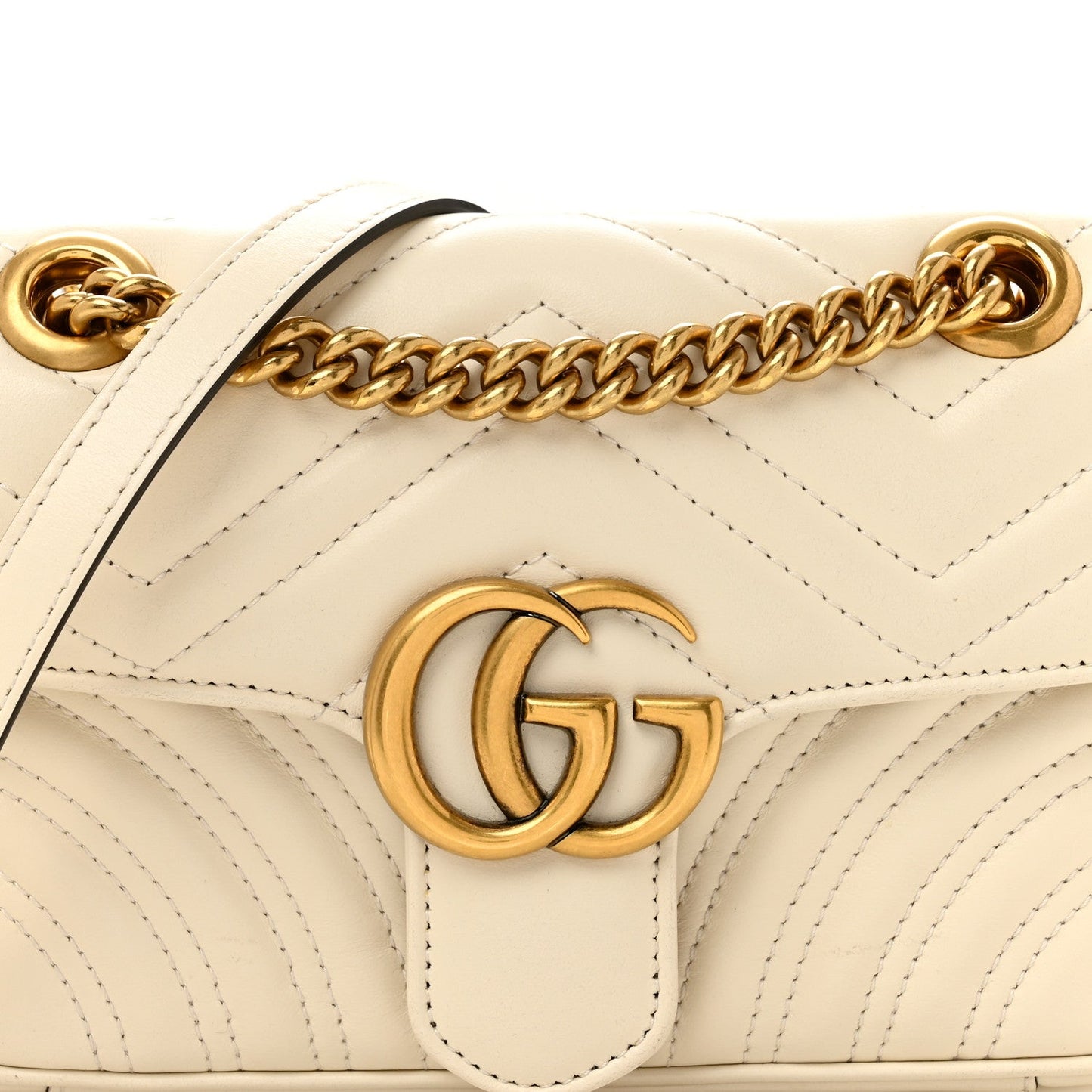 Calfskin Matelasse Mini GG Marmont Shoulder Bag White