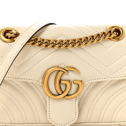 Calfskin Matelasse Mini GG Marmont Shoulder Bag White