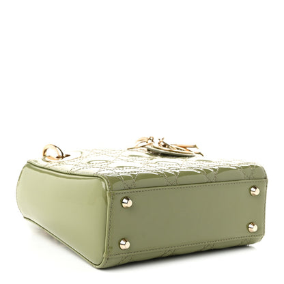Patent Cannage Mini Lady Dior Dusty Green