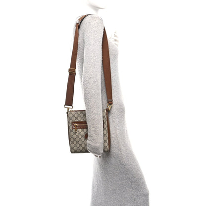 GG Supreme Monogram Azalea Calfskin Retro Interlocking G Flat Messenger Bag Beige Ebony Brown Sugar