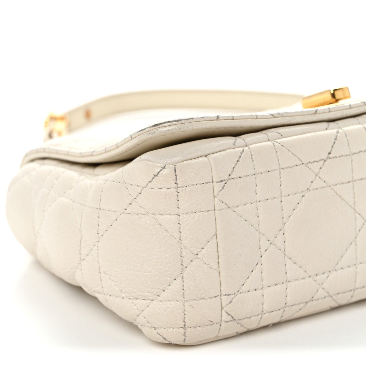 Calfskin Cannage Small Caro Bag Ivory