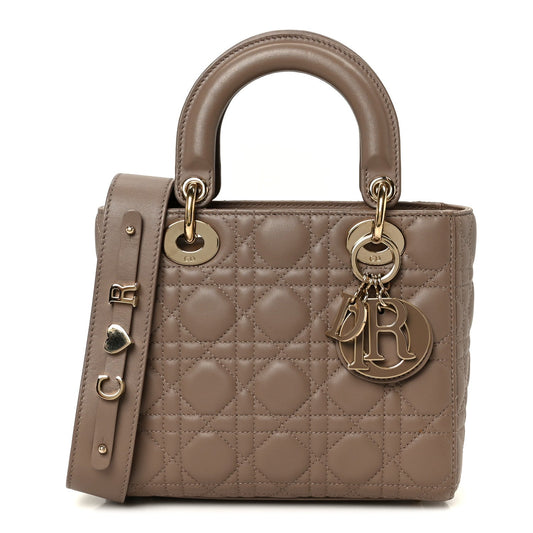 Lambskin Cannage Small My ABCDior Lady Dior Warm Taupe
