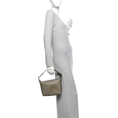 GG Supreme Monogram Textured Calfskin Web Super Mini Ophidia Shoulder Bag Beige Ebony New Acero