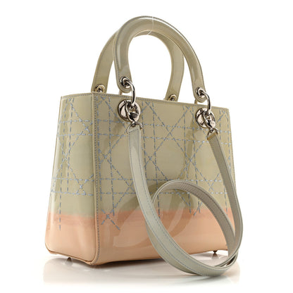 Patent Cannage Gradient Medium Lady Dior Blue Coral