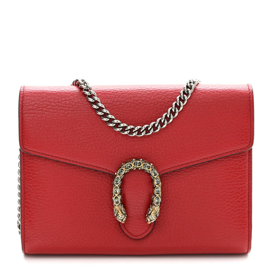 Calfskin Mini Dionysus Chain Wallet Hibiscus Red