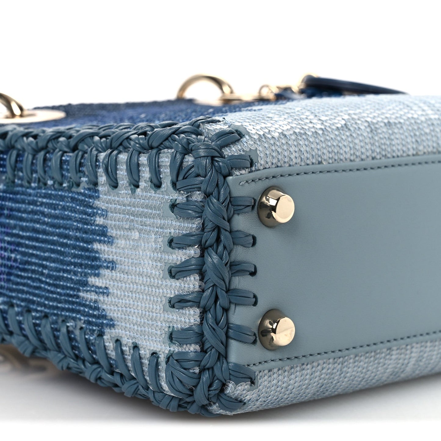 Calfskin Sequin Gradient Stitched Small Lady Dior Blue