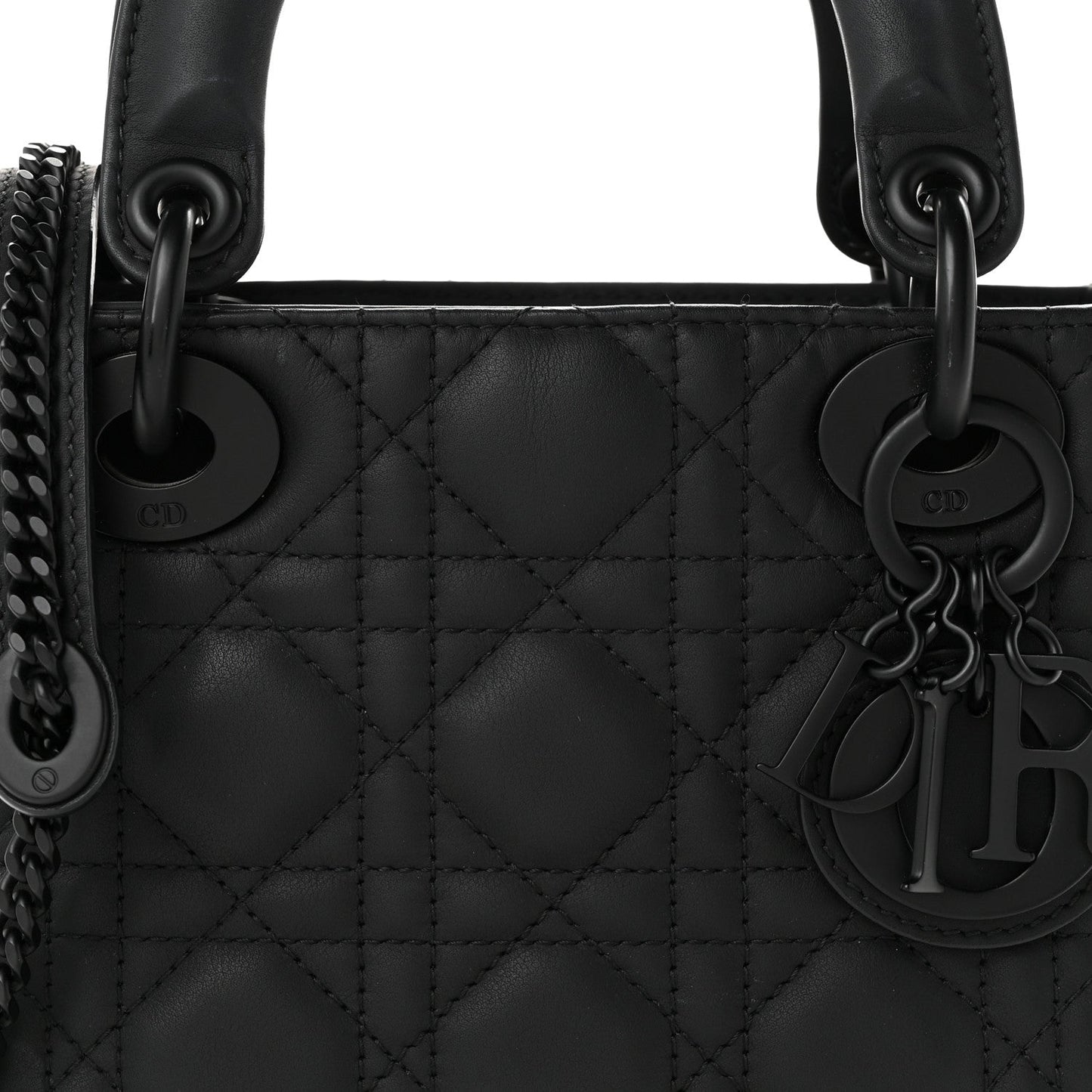 Ultra Matte Calfskin Cannage Mini Lady Dior Black