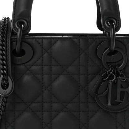 Ultra Matte Calfskin Cannage Mini Lady Dior Black