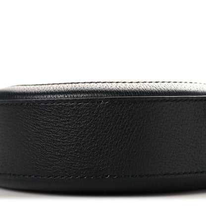 Grained Calfskin Web Mini Ophidia Round Shoulder Bag Black