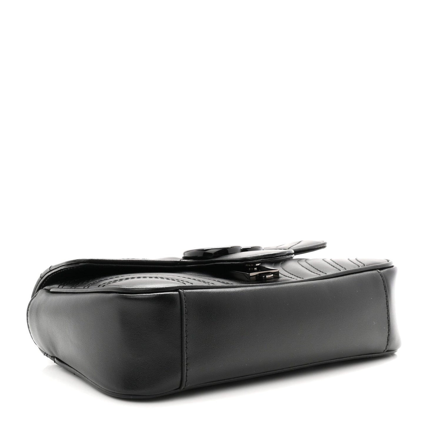 Calfskin Matelasse Monochrome Mini GG Marmont Shoulder Bag Black