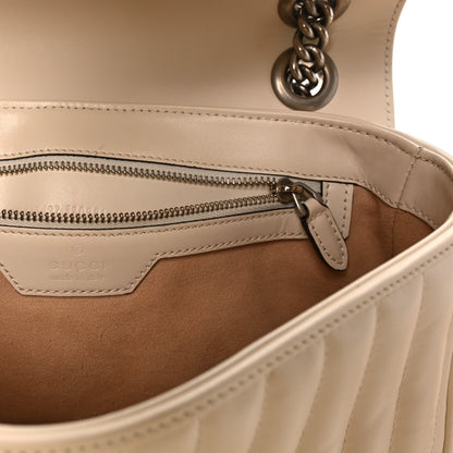 Calfskin Matelasse Aria Small GG Marmont Shoulder Bag Mystic White