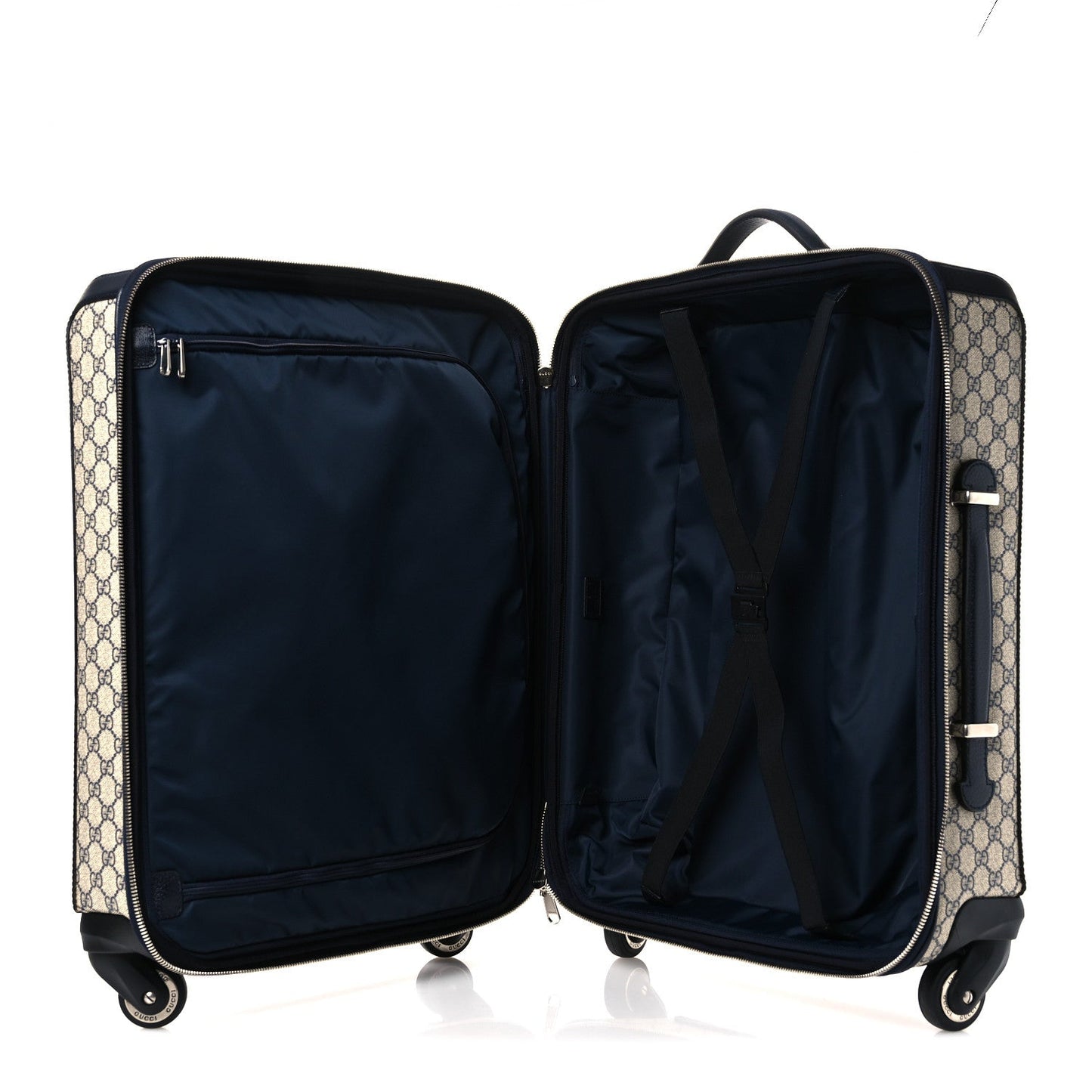 GG Supreme Monogram Textured Dollar Calfskin Web Savoy Cabin Plus Trolley Beige Blue