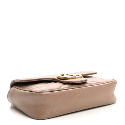 Calfskin Matelasse Super Mini GG Marmont Shoulder Bag Porcelain Rose
