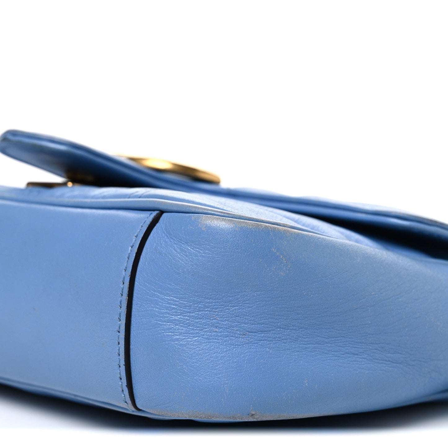 Calfskin Matelasse Mini GG Marmont Shoulder Bag Clear Sky Blue