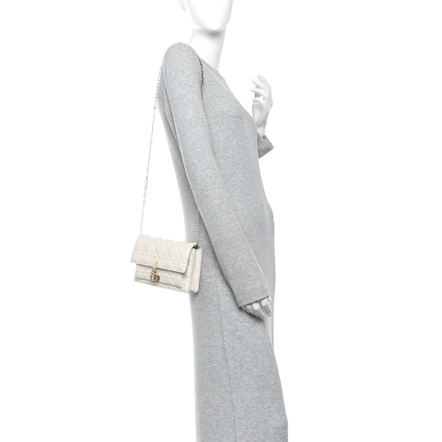 Lambskin Cannage Chain My Dior Daily Chain Pouch Latte