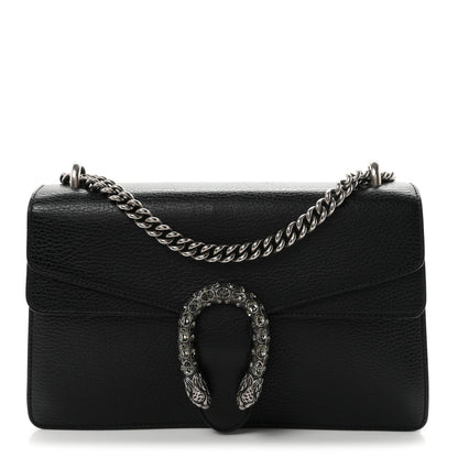 Pebbled Calfskin Small Dionysus Shoulder Bag Black