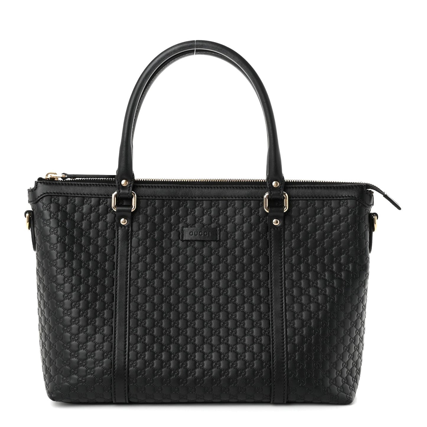 Soft Microguccissima Small Zippered Satchel Black