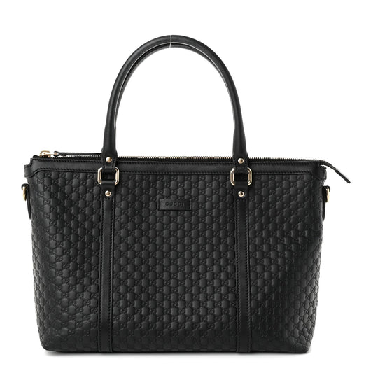 Soft Microguccissima Small Zippered Satchel Black