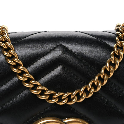 Calfskin Matelasse GG Marmont Chain Wallet Black