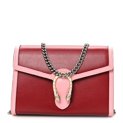 Azalea Calfskin Enamel Mini Dionysus Chain Wallet New Cherry Red Wild Rose Off White