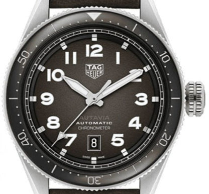 Tag Heuer Autavia Automatic Grey Dial Brown Leather Strap Watch for Men - WBE5114.FC8266
