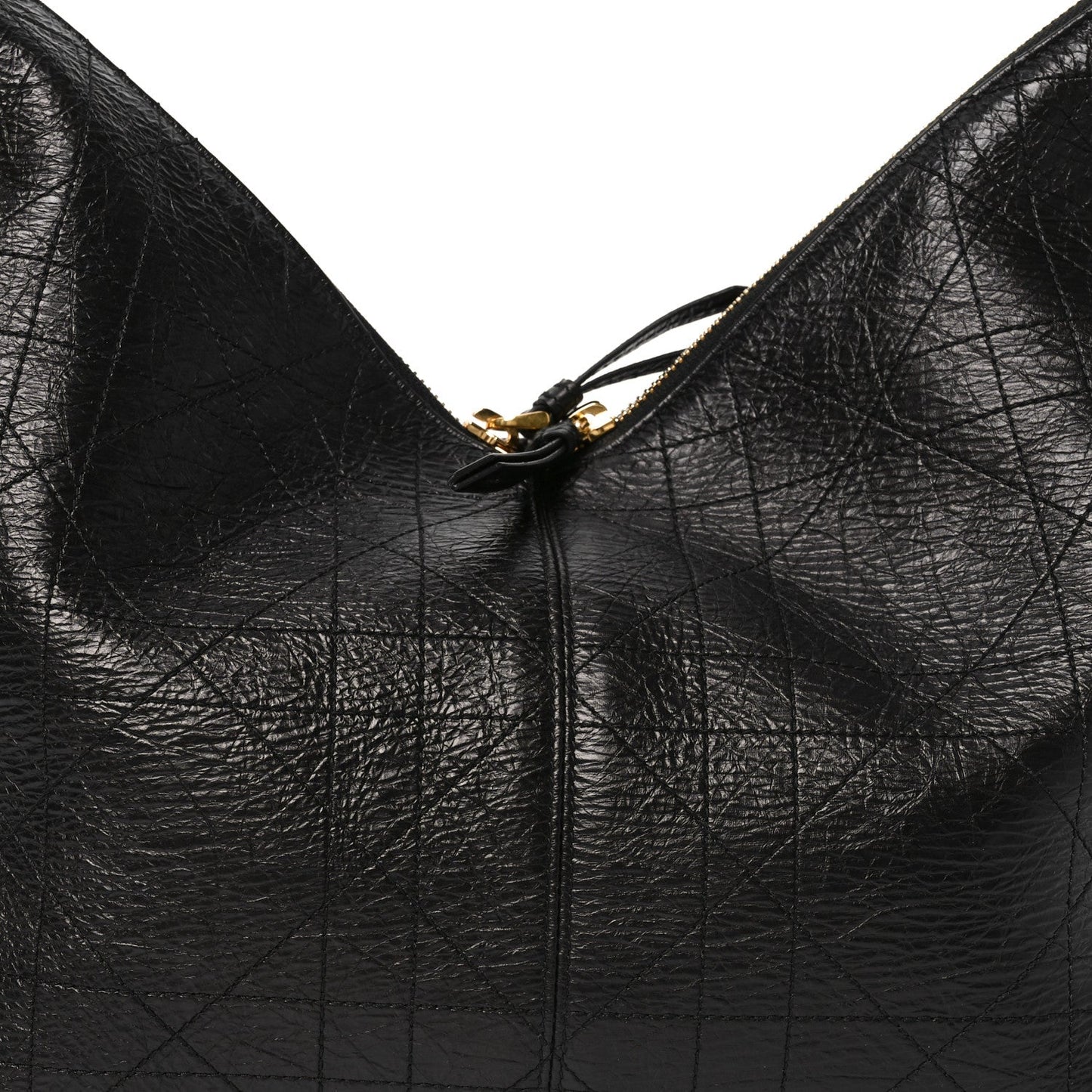 Crinkled Calfskin Macrocannage Large Voyage Bag Black