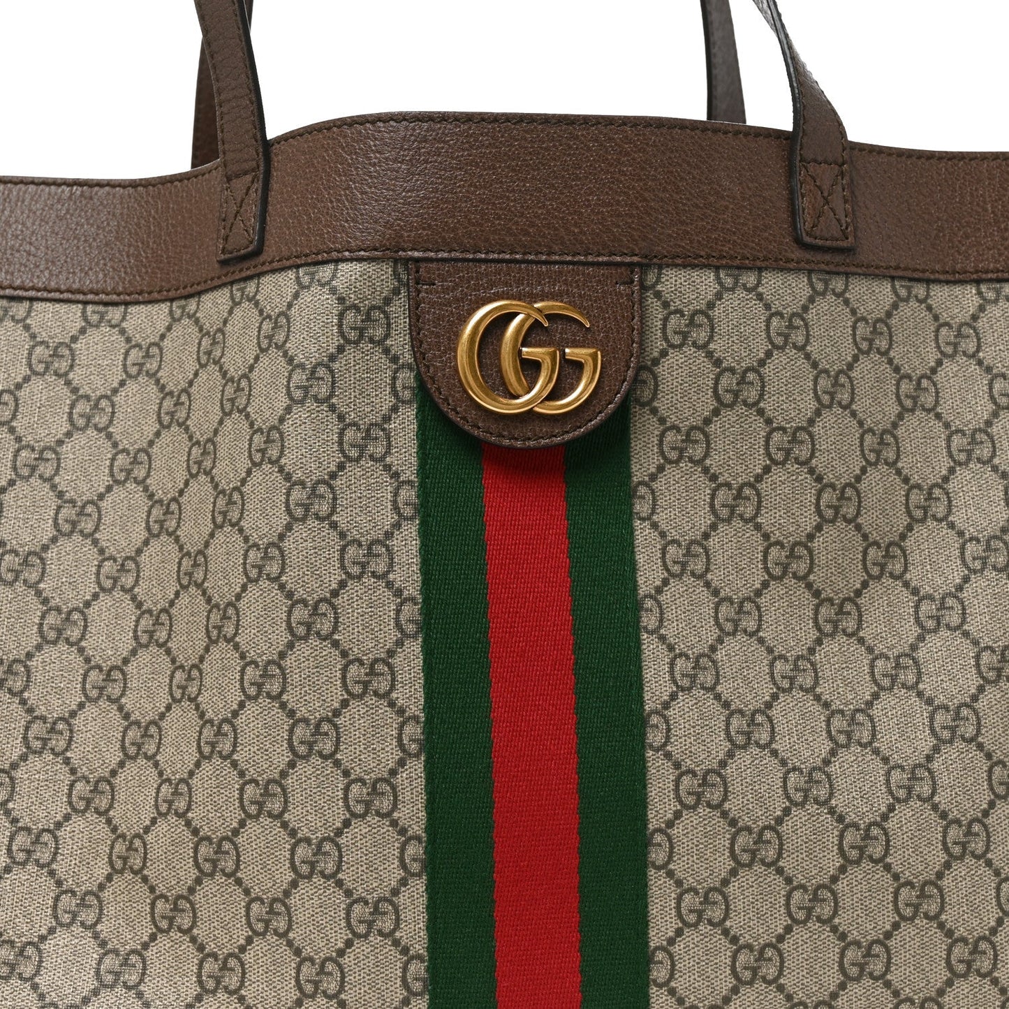 GG Supreme Monogram Web Ophidia Tote Brown
