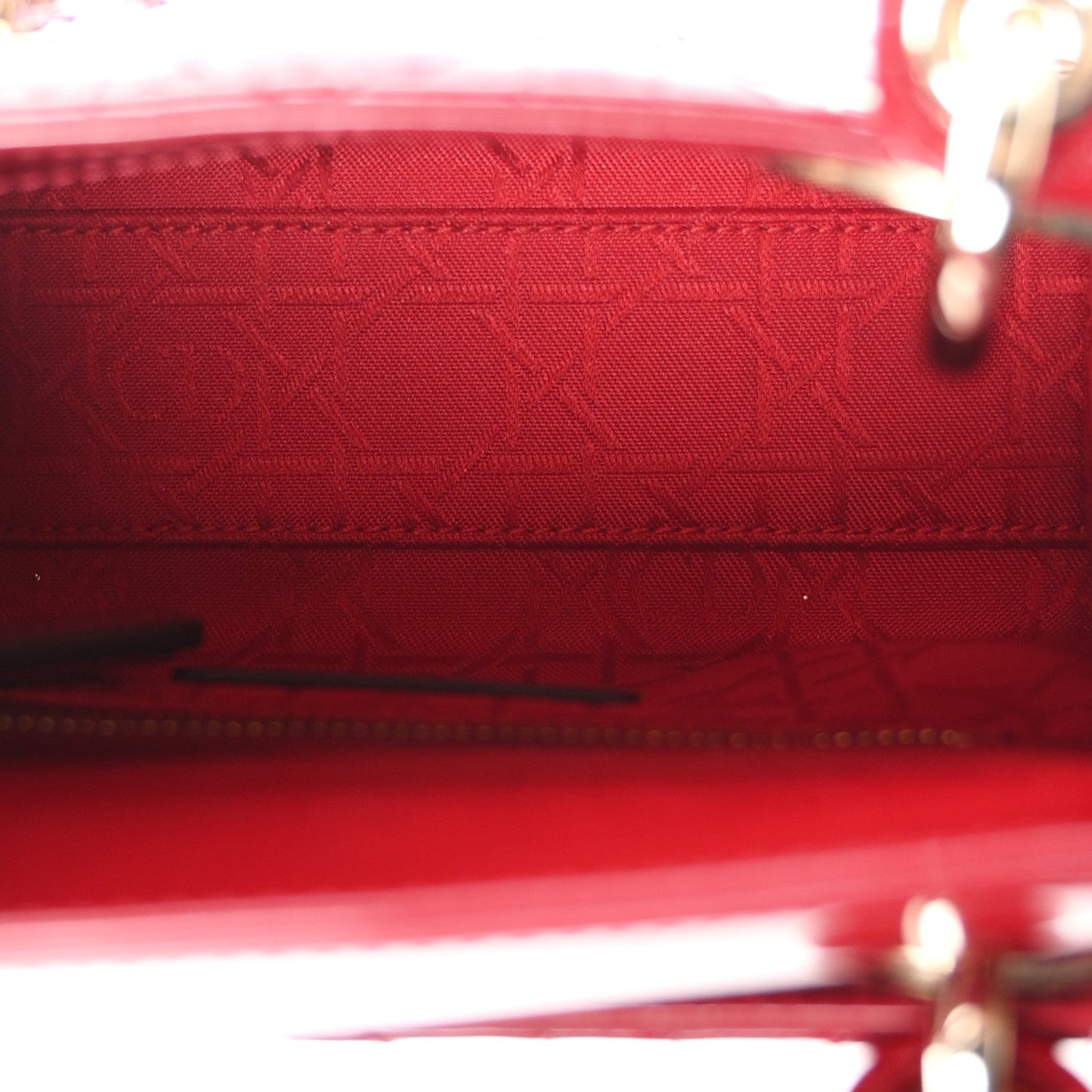 Patent Cannage Mini Lady Dior Red
