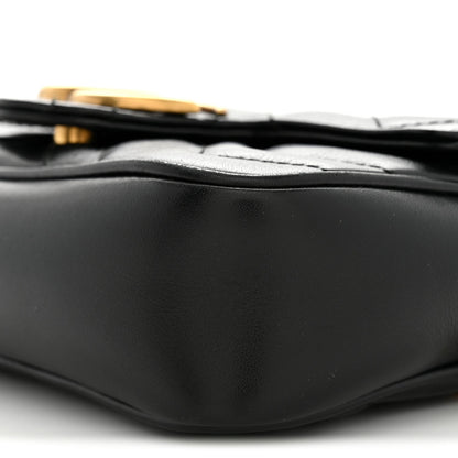 Calfskin Matelasse Super Mini GG Marmont Shoulder Bag Black