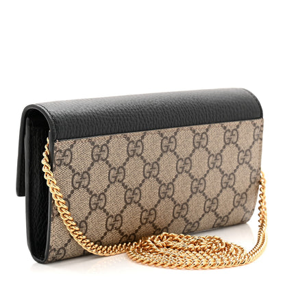 Dollar Calfskin GG Supreme Monogram Petite GG Marmont Wallet Chain Bag Black Beige Ebony