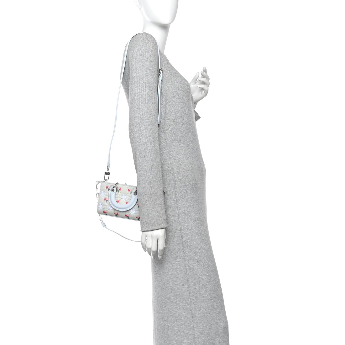 Denim Cannage Embroidered Doves & Roses Dioramour Mini Lady D-Joy Blue Multicolor