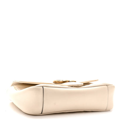 Calfskin Matelasse Mini GG Marmont Shoulder Bag White