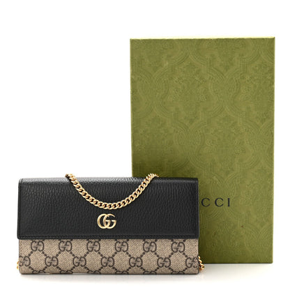 Dollar Calfskin GG Supreme Monogram Petite GG Marmont Wallet Chain Bag Black Beige Ebony