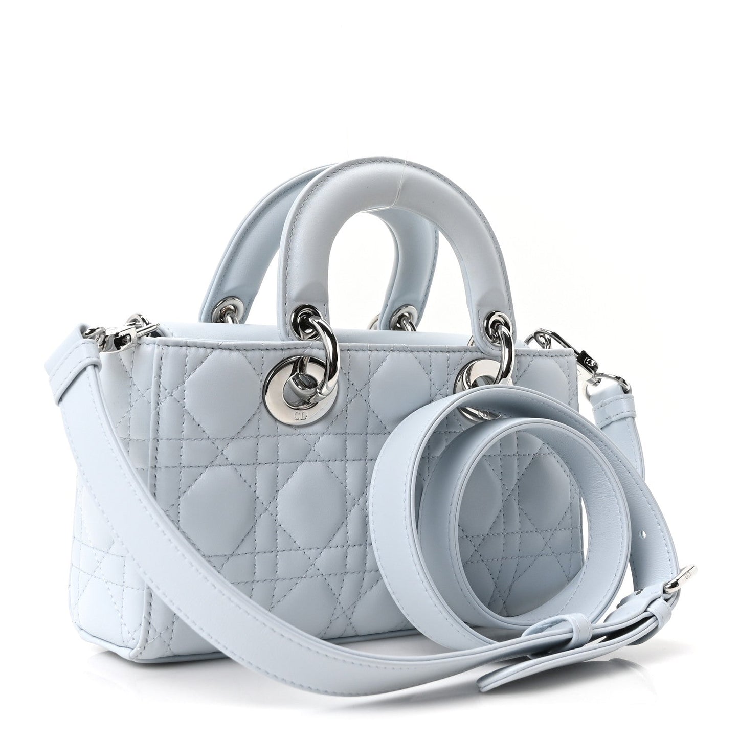 Lambskin Cannage Small Lady D-Joy Light Blue