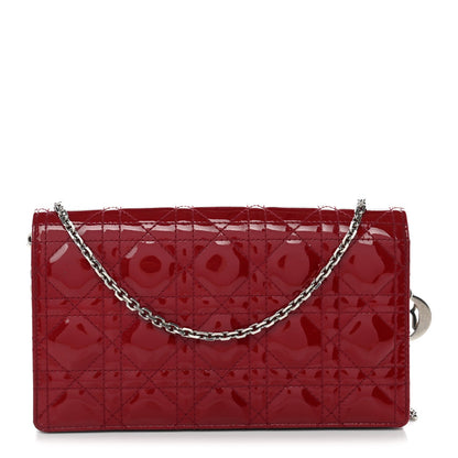 Patent Cannage Lady Dior Clutch Red Red
