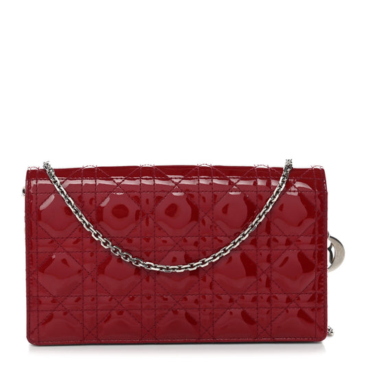 Patent Cannage Lady Dior Clutch Red Red